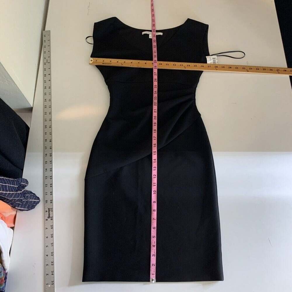 Diane Von Furstenberg Dress Womens 0 Black Bevin Ruched Crepe Sheath Side Zip - Picture 7 of 16